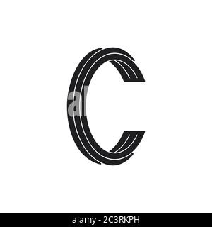 letter c stripes 3d simple logo vector Stock Vector