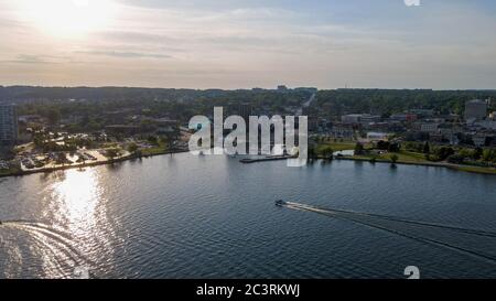 Barrie Ontario Marina and cityscape Aerial 2020- Barrie Ontario Canada Stock Photo