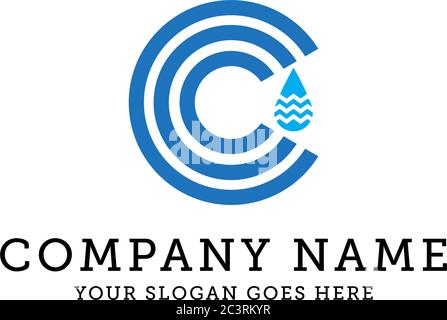 natural water logo template, c letter logo design, It is good for your company, corporate Stock Vector