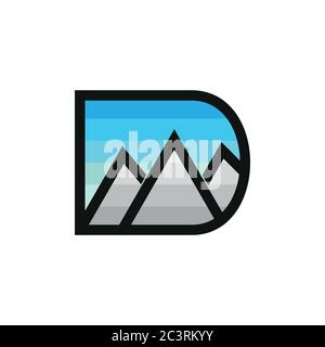 letter d gradient mountain logo vector Stock Vector