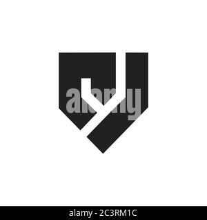 abstract letter nj shield shape geometric logo vector Stock Vector