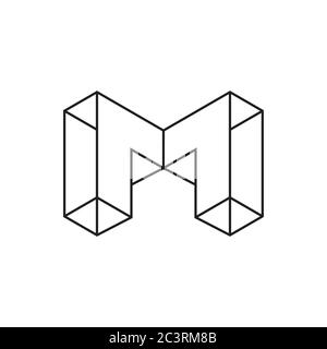 letter m 3d geometric line logo vector Stock Vector