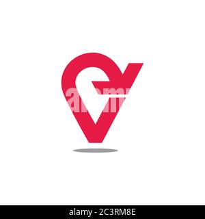 pin location arrow geometric design symbol logo vector Stock Vector