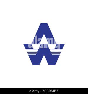 letter aw stripes geometric logo vector Stock Vector
