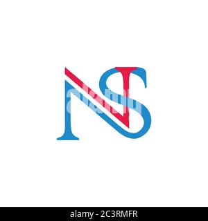 letter ns simple linked colorful symbol logo vector Stock Vector
