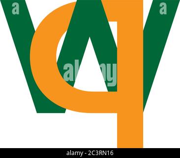 letter wq linked colorful logo vector Stock Vector