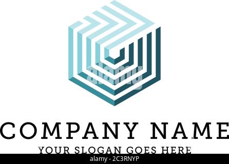 monogram logo vector,line abstract hexagonal logo template business and finance logo brand Stock Vector