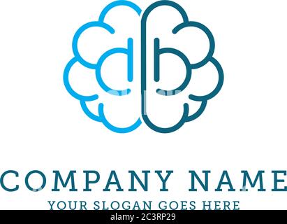 DB letter logo design, different brain logo inspiration can use for your trademark, branding identity or commercial brand Stock Vector