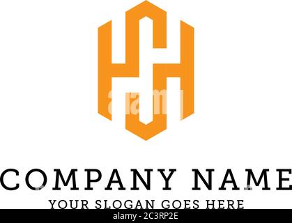 SH letter logo designs, line hexagonal logo can use for your trademark, branding identity or commercial brand Stock Vector