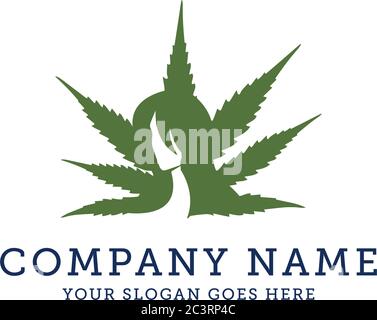organic hemp logo inspiration, women and drug logo designs, can use for your trademark, branding identity or commercial brand Stock Vector