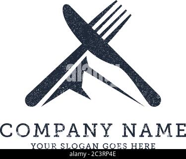 mountain restaurant logo inspiration, store in the mountain view logo idea Stock Vector