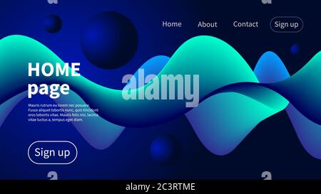 Home page, landing page for website, abstract futuristic background with lines. Vector graphic trendy design Stock Vector