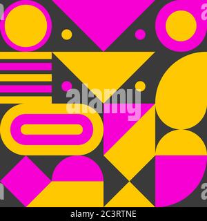 Bauhaus print, geometric seamless retro pattern with shapes, geometric composition, hipster modern abstract background Stock Vector