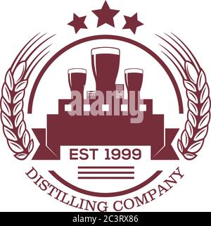 distilling company logo badge, distilling company logo designs good for your brand company Stock Vector