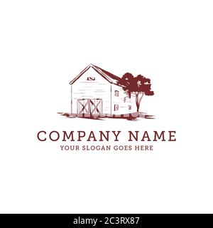 barn vintage farm logo idea, warehouse farm logo design vector Stock Vector