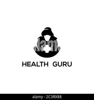 health guru logo vector illustration can use for your trademark, branding identity or commercial brand Stock Vector