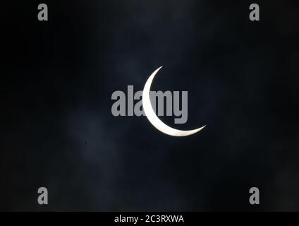 The Solar eclipse as seen in Hong Kong on June 21st 2020. Stock Photo