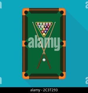 Pool table with balls. Vector illustration. Stock Vector