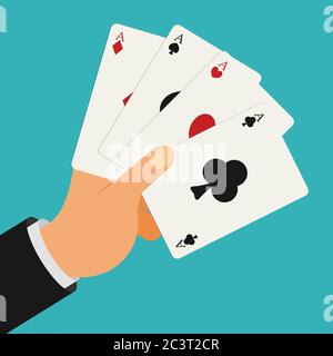 Hand holding playing cards Stock Vector