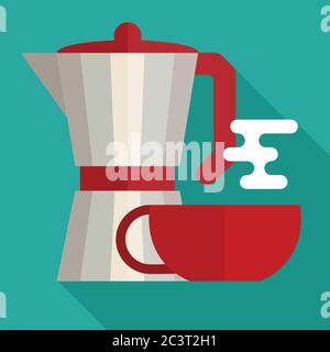 italian coffee maker and cup flat icon Stock Vector
