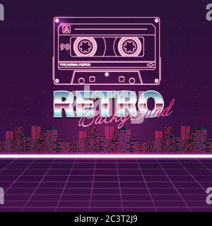 Retro future, 80s style Sci-Fi Background. Stock Vector