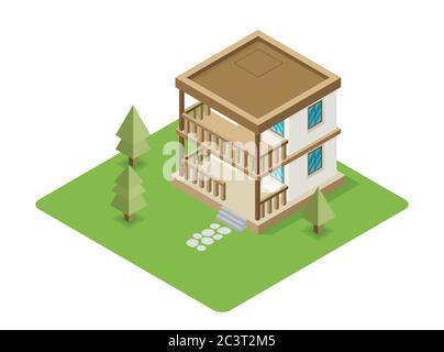 Isolated isomatic house, Vector Property Set Stock Vector