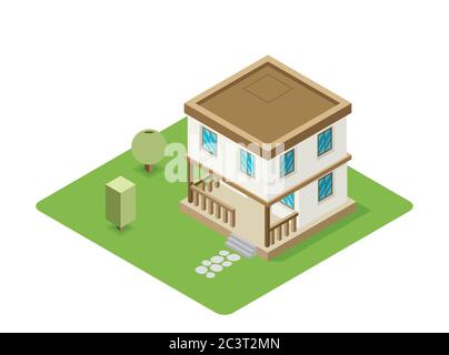 Isolated isomatic house, Vector Property Set Stock Vector