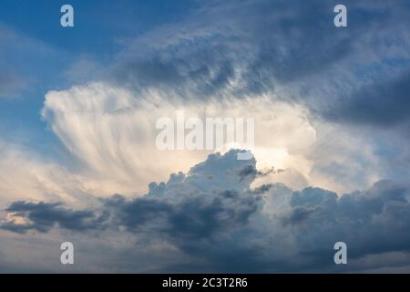 Dramatic panoramic skyscape with dark stormy clouds Stock Photo