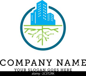 circle Root City logo design, building foundation logo vector illustration Stock Vector