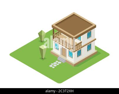 Isolated isomatic house, Vector Property Set Stock Vector