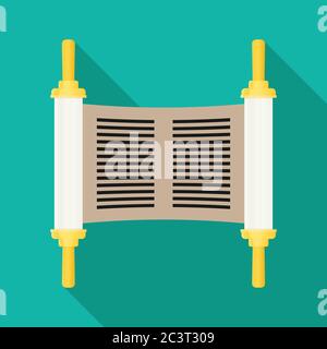 Vector torah with long shadow, flat design Stock Vector