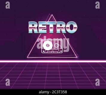 Retro future, 80s style Sci-Fi Background. Stock Vector