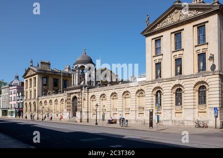 Queens College Oxford High Street facade during covid-19 lockdown Stock Photo