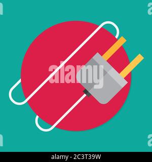 Electric plug. Flat icon Stock Vector