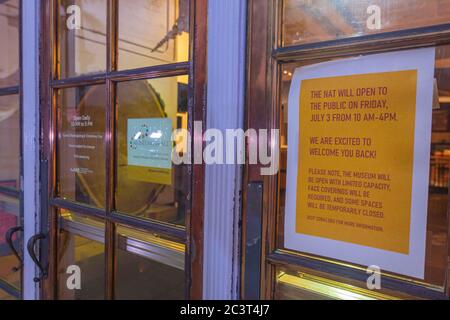 June 21, 2020: Some outdoor areas of Balboa Park reopened in San Diego, California on Sunday, June 21st, 2020. A sign indicates that the San Diego Natural History Museum will reopen on July 3rd. Credit: Rishi Deka/ZUMA Wire/Alamy Live News Stock Photo
