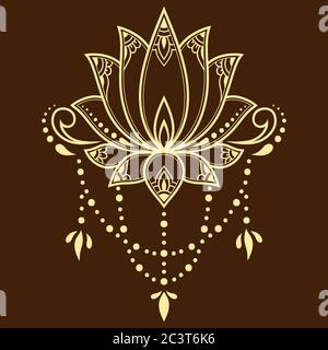 Mehndi lotus flower pattern for Henna drawing and tattoo. Decoration in ethnic oriental, Indian style. Stock Vector