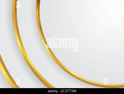 Circle curve shape white and gold metallic abstract background design. vector illustration. Stock Vector