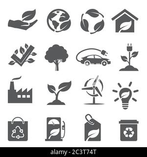 Ecology icons set on white background Stock Vector