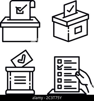 Elections and voting line icons set with speech and choice symbols flat ...
