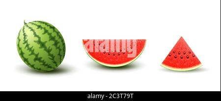 Set of Realistic Watermelons Stock Vector