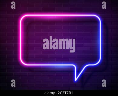 Vector Neon Gradient Glowing Speech Bubble Sign Stock Vector