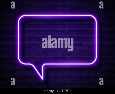 Vector Neon Violet Glowing Speech Bubble Sign Stock Vector