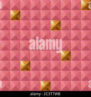 Trendy Seamless Rivet Pattern, Pink & Gold Stock Vector