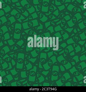 Money seamless pattern. Green dollar bills  Stock Vector