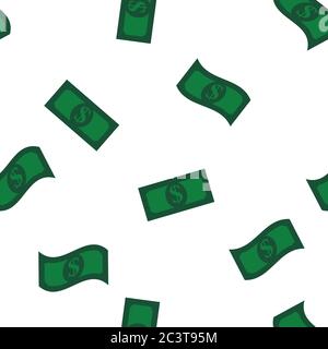 Money seamless pattern. Green dollar bills  Stock Vector