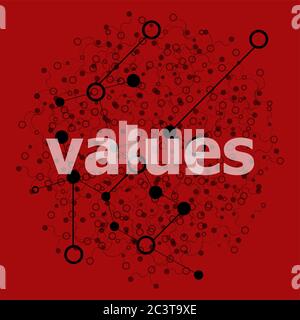 Text Values. Business concept . Abstract geometric background with lines, circles and dots Stock Photo
