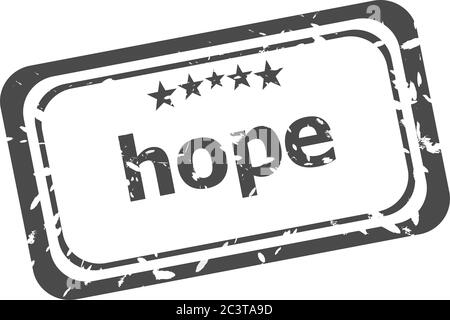 HOPE rectangular stamp. Texturised stamp with HOPE text isolated on white background Stock Photo