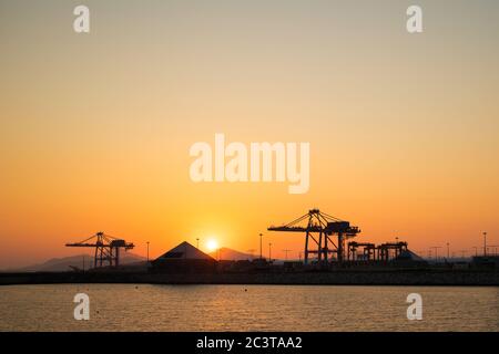 a harbour at sunset in Incheon, Korea. Stock Photo