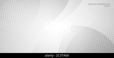 Abstract white and gray circles background with halftone. Vector illustration Stock Vector
