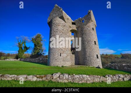 Northern Ireland, County Fermanagh. Monea Castle, a 17th century Plantation rectangular tower house.